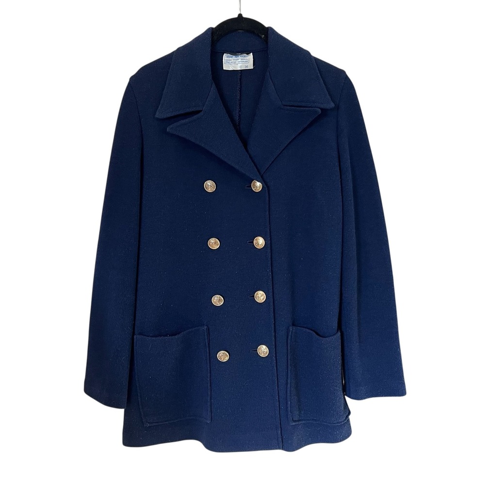 Vintage 70's H&M Blue Nautical Jacket Blazer Cotton Size 36 Fisherman